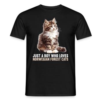 Norwegian Forest Cat Norwegische Waldkatze - Männer T-Shirt - Schwarz - Vorne - AI Model Male 178 light (178cm)
