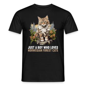 Norwegian Forest Cat Norwegische Waldkatze - Männer T-Shirt - Schwarz - Vorne - AI Model Male 178 light (178cm)