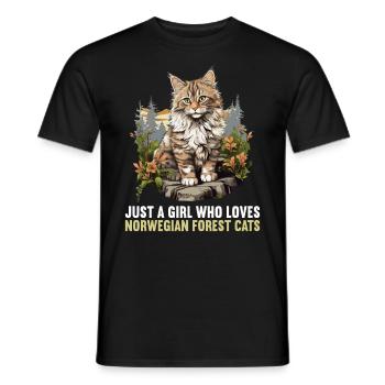 Norwegian Forest Cat Norwegische Waldkatze - Männer T-Shirt - Schwarz - Vorne - AI Model Male 178 light (178cm)