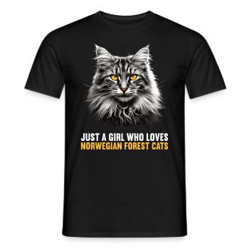 Norwegian Forest Cat Norwegische Waldkatze - Männer T-Shirt - Schwarz - Vorne - AI Model Male 178 light (178cm)