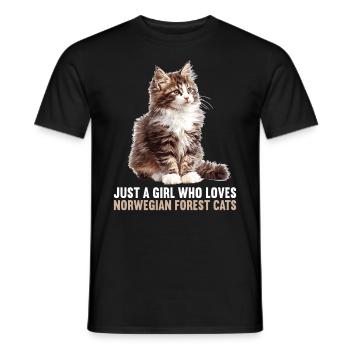 Norwegian Forest Cat Norwegische Waldkatze - Männer T-Shirt - Schwarz - Vorne - AI Model Male 178 light (178cm)