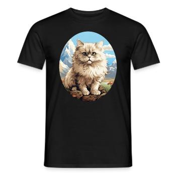 Persian Cat Perserkatze - Männer T-Shirt - Schwarz - Vorne - AI Model Male 178 light (178cm)