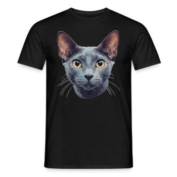 Chat bleu russe Russisch Blau Katze - T-shirt homme - noir - Devant - AI Model Male 178 light (178cm)