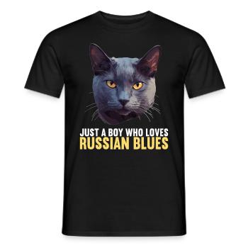 Chat bleu russe Russisch Blau Katze - T-shirt homme - noir - Devant - AI Model Male 178 light (178cm)