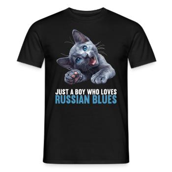 Chat bleu russe Russisch Blau Katze - T-shirt homme - noir - Devant - AI Model Male 178 light (178cm)