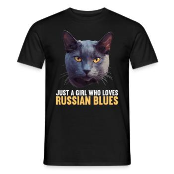 Chat bleu russe Russisch Blau Katze - T-shirt homme - noir - Devant - AI Model Male 178 light (178cm)