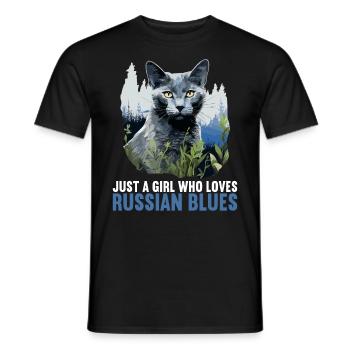 Chat bleu russe Russisch Blau Katze - T-shirt homme - noir - Devant - AI Model Male 178 light (178cm)