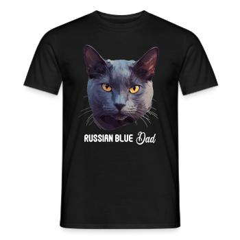 Chat bleu russe Russisch Blau Katze - T-shirt homme - noir - Devant - AI Model Male 178 light (178cm)