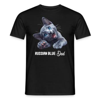 Chat bleu russe Russisch Blau Katze - T-shirt homme - noir - Devant - AI Model Male 178 light (178cm)