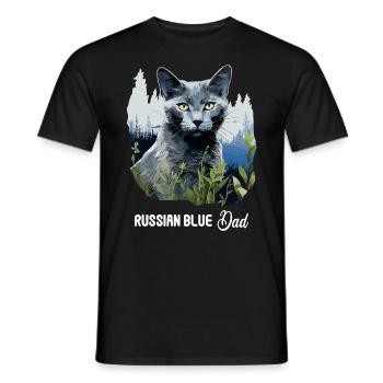 Chat bleu russe Russisch Blau Katze - T-shirt homme - noir - Devant - AI Model Male 178 light (178cm)