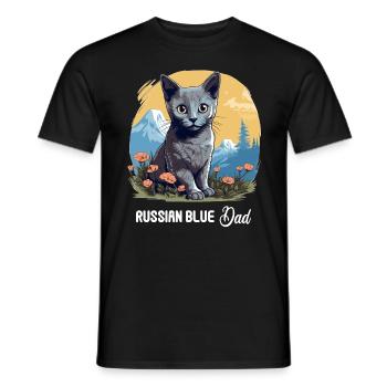 Chat bleu russe Russisch Blau Katze - T-shirt homme - noir - Devant - AI Model Male 178 light (178cm)