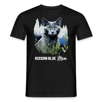 Chat bleu russe Russisch Blau Katze - T-shirt homme - noir - Devant - AI Model Male 178 light (178cm)