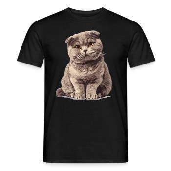 Scottish Fold Kätzchen Scottish Fold Katze - Männer T-Shirt - Schwarz - Vorne - AI Model Male 178 light (178cm)