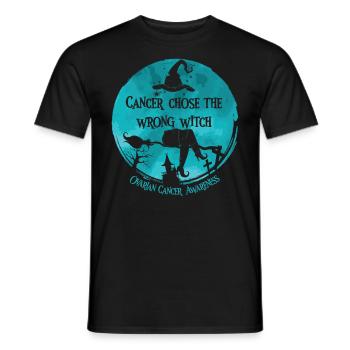 Cancer Witch Teal Ovarian Cancer - Men's T-Shirt - black - Front - AI Model Male 178 light (178cm)