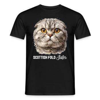 Scottish Fold Kitten Scottish Fold chat - T-shirt homme - noir - Devant - AI Model Male 178 light (178cm)