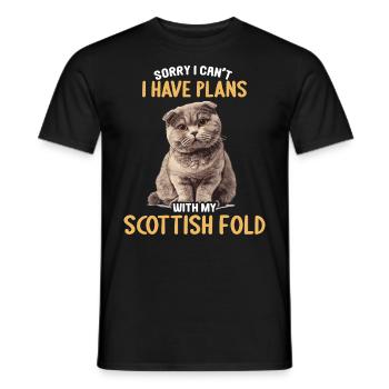 Scottish Fold Kitten Scottish Fold chat - T-shirt homme - noir - Devant - AI Model Male 178 light (178cm)