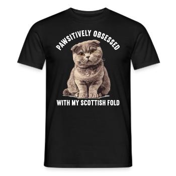 Scottish Fold Kitten Scottish Fold chat - T-shirt homme - noir - Devant - AI Model Male 178 light (178cm)