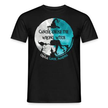 Cancer Witch Teal White Cervical Cancer - Men's T-Shirt - black - Front - AI Model Male 178 light (178cm)