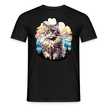 Chat sibérien Sibirische Katze - T-shirt homme - noir - Devant - AI Model Male 178 light (178cm)