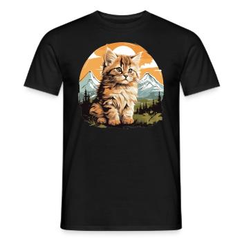 Siberian Cat Sibirische Katze - Männer T-Shirt - Schwarz - Vorne - AI Model Male 178 light (178cm)