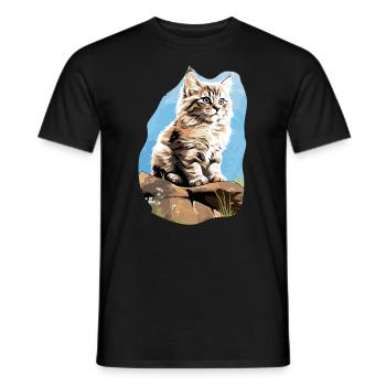 Chat sibérien Sibirische Katze - T-shirt homme - noir - Devant - AI Model Male 178 light (178cm)