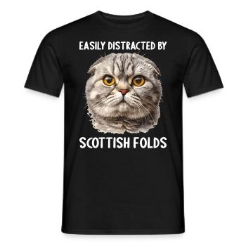 Scottish Fold chaton Scottish Fold chat - T-shirt homme - noir - Devant - AI Model Male 178 light (178cm)