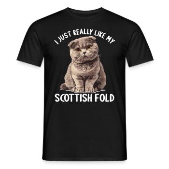 Scottish Fold Kitten Scottish Fold chat - T-shirt homme - noir - Devant - AI Model Male 178 light (178cm)