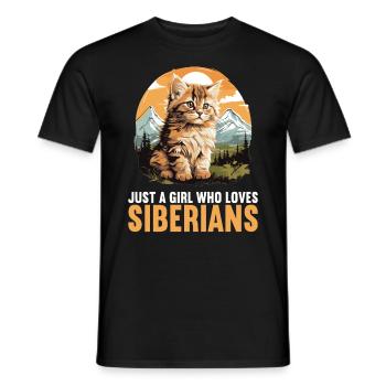 Chat Sibérien Sibirische Katze - T-shirt homme - noir - Devant - AI Model Male 178 light (178cm)