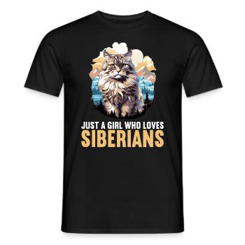 Chat Sibérien Sibirische Katze - T-shirt homme - noir - Devant - AI Model Male 178 light (178cm)