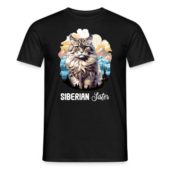 Chat Sibérien Sibirische Katze - T-shirt homme - noir - Devant - AI Model Male 178 light (178cm)