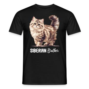 Siberian Cat Sibirische Katze - Männer T-Shirt - Schwarz - Vorne - AI Model Male 178 light (178cm)