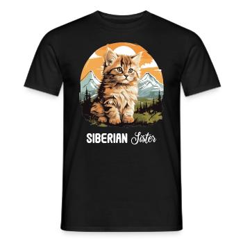 Chat Sibérien Sibirische Katze - T-shirt homme - noir - Devant - AI Model Male 178 light (178cm)