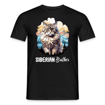 Chat Sibérien Sibirische Katze - T-shirt homme - noir - Devant - AI Model Male 178 light (178cm)