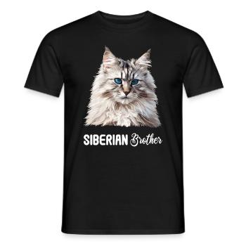 Siberian Cat Sibirische Katze - Men's T-Shirt - black - Front - AI Model Male 178 light (178cm)