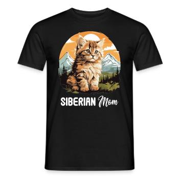Chat Sibérien Sibirische Katze - T-shirt homme - noir - Devant - AI Model Male 178 light (178cm)