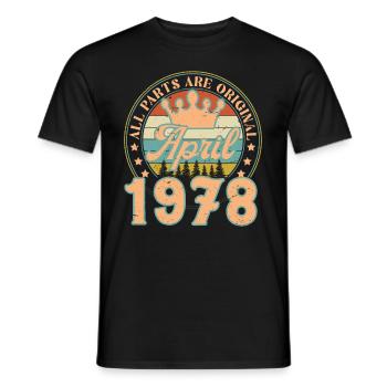 Avril 1978. Cadeau d’anniversaire avril 1978 April - T-shirt homme - noir - Devant - AI Model Male 178 light (178cm)