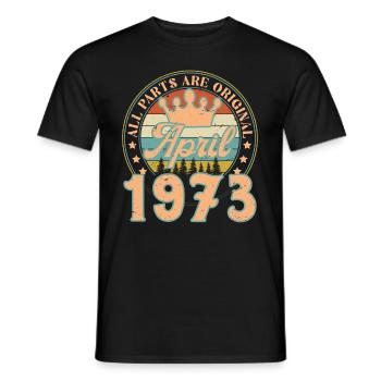 Avril 1973. Cadeau d’anniversaire avril 1973 April - T-shirt homme - noir - Devant - AI Model Male 178 light (178cm)