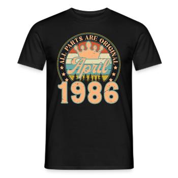 Avril 1986. Cadeau d’anniversaire avril 1986 April - T-shirt homme - noir - Devant - AI Model Male 178 light (178cm)