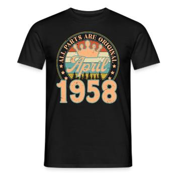 Avril 1958. Cadeau d’anniversaire avril 1958 April - T-shirt homme - noir - Devant - AI Model Male 178 light (178cm)