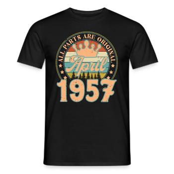 April 1957. April 1957 Geburtstagsgeschenk April - Männer T-Shirt - Schwarz - Vorne - AI Model Male 178 light (178cm)