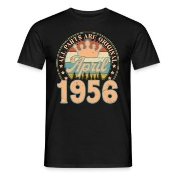 Avril 1956. Cadeau d’anniversaire avril 1956 April - T-shirt homme - noir - Devant - AI Model Male 178 light (178cm)