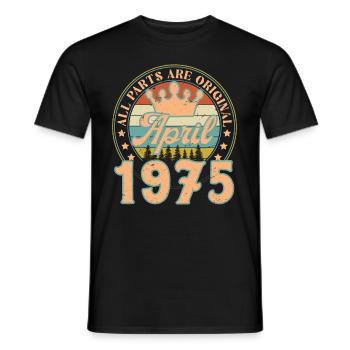 Avril 1975. Cadeau d’anniversaire avril 1975 April - T-shirt homme - noir - Devant - AI Model Male 178 light (178cm)
