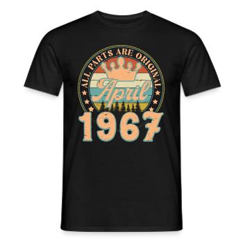 Avril 1967. Cadeau d’anniversaire avril 1967 April - T-shirt homme - noir - Devant - AI Model Male 178 light (178cm)
