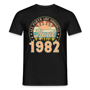 April 1982. April 1982 Birthday Gift April - Men's T-Shirt - black - Front - AI Model Male 178 light (178cm)