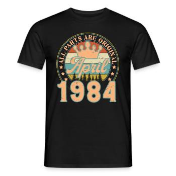 April 1984. April 1984 Birthday Gift April - Men's T-Shirt - black - Front - AI Model Male 178 light (178cm)