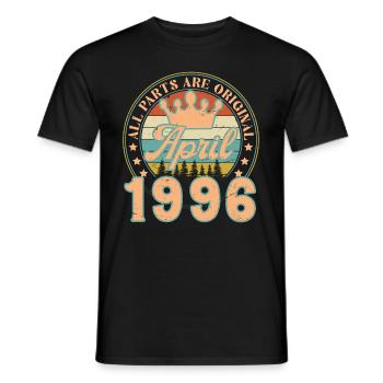 Avril 1996. Cadeau d’anniversaire avril 1996 April - T-shirt homme - noir - Devant - AI Model Male 178 light (178cm)