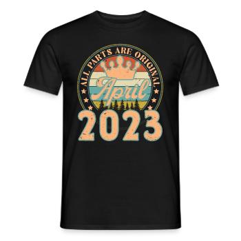 Avril 2023. Cadeau d’anniversaire avril 2023 April - T-shirt homme - noir - Devant - AI Model Male 178 light (178cm)