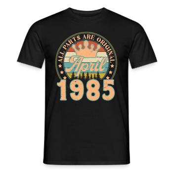 Avril 1985. Cadeau d’anniversaire avril 1985 April - T-shirt homme - noir - Devant - AI Model Male 178 light (178cm)