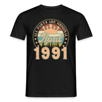April 1991. April 1991 Birthday Gift April - Men's T-Shirt - black - Front - AI Model Male 178 light (178cm)