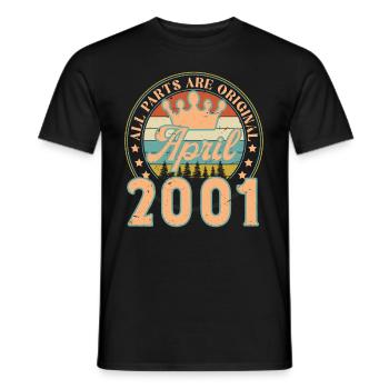 Avril 2001. Cadeau d’anniversaire avril 2001 April - T-shirt homme - noir - Devant - AI Model Male 178 light (178cm)